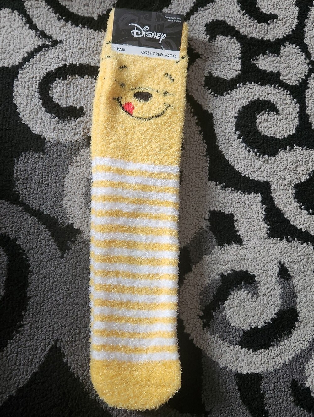 DISNEY WINNIE THE POOH Character Cozy Fuzzy Socks Funny Cartoon Crew Socks